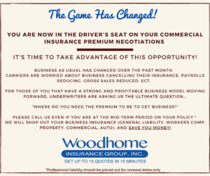 A flyer advertising woodhome insurance group 's commercial vehicle program.